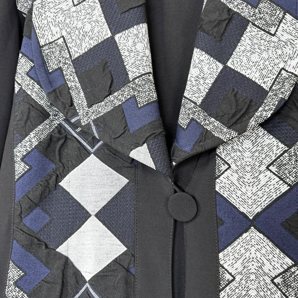 MIB Making it‎ Big Duster Jacket Womens 1X Black Blue Geometric Long Cardigan